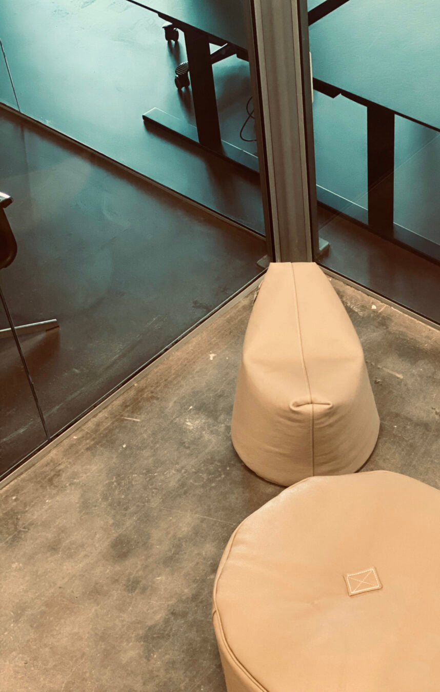 Tiny Moon Leather Pouf