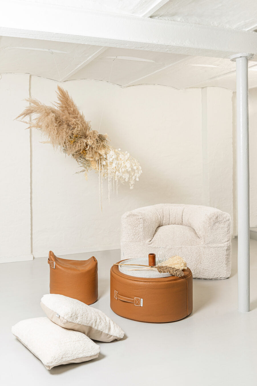 Tiny Moon Leather Pouf